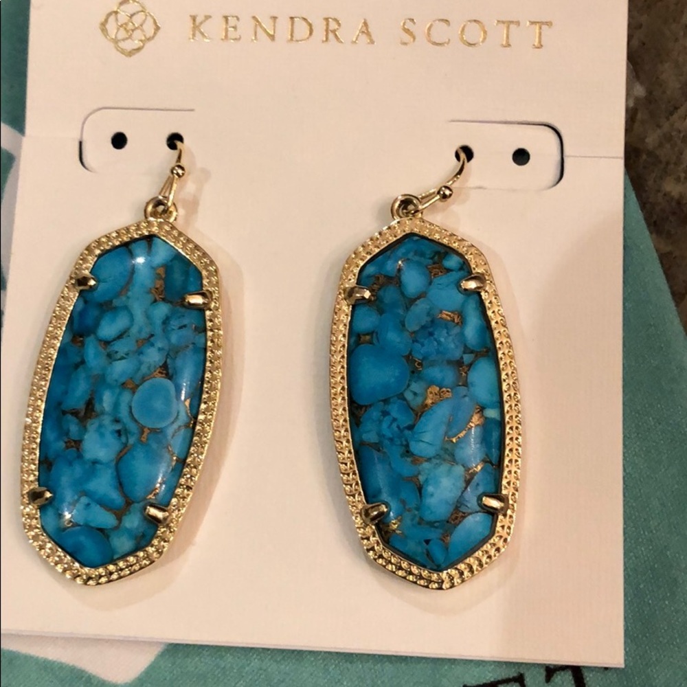Kendra Scott Elle bronze veined turquoise earrings - Picture 4 of 8